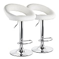 Elama Retro Adjustable Faux Leather Bar Stools, White/Chrome, Set Of 2 Stools