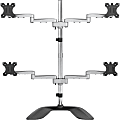 StarTech.com Quad Monitor Stand - Desktop VESA 4 Monitor Arm up to 32" Screens - Ergonomic Articulating Pole Mount - Adjustable - Silver - VESA 75x75/100x100mm desktop quad monitor stand 2x2 supports 4 displays up to 32in 17.6lb per screen