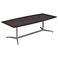 Bush Business Furniture 96"W x 42"D Boat Shaped Conference Table with Metal Base, Storm Gray, Standard Delivery