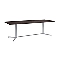 Bush Business Furniture 96"W x 42"D Boat Shaped Conference Table with Metal Base, Storm Gray, Standard Delivery