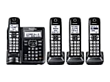 Panasonic® DECT 6.0 Cordless Telephone With Answering Machine And Dual Keypad, 4 Handsets, KX-TGF544B