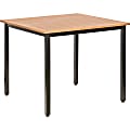 Lorell™ Faux Wood Square Outdoor Table, Teak/Black 1 thumbnail image