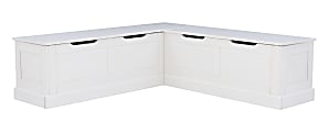 Linon Manning Corner Storage Nook Bench, 18-1/5”H x 62-2/5”W x 16-1/2”D, White, Beige Cushions 1 thumbnail image