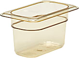 Cambro H-Pan High-Heat GN 1/9 Food Pans, 4"H x 4-1/4"W x 6-15/16"D, Amber, Pack Of 6 Pans