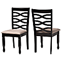 Baxton Studio Lanier Dining Chairs, Sand/Dark Brown, Set Of 2 Dining Chairs