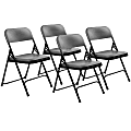 National Public Seating® 800 Series Premium Lightweight Plastic Folding Chairs, Charcoal Slate/Black, Pack Of 4 Chairs