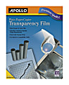 Apollo® Plain Paper Copier Transparency Film, Black On Clear With Strip, Box Of 100 Sheets