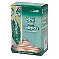 Royal® Mint Cello-Wrapped Round Wood Toothpicks, 2 1/2", Natural, 1,000 Toothpicks Per Box, Carton Of 15 Boxes