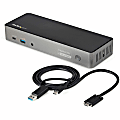 StarTech.com USB-C & USB-A Dock - Hybrid Triple Monitor Laptop Docking Station DisplayPort & HDMI 4K 60Hz/85W PD/6x USB/GbE/USB 3.1 Gen 2 1 thumbnail image