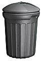 United Solutions Rough & Rugged Round Polypropylene Trash Can, 32 Gallons, 85% Recycled, Black 1 thumbnail image