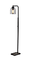 Adesso® Bristol Floor Lamp, 55”H, Brown Marble/Black/Clear