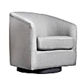Flash Furniture Landon Club Style Commercial Barrel Accent Armchair with 360 Degree Swivel Metal Base and Sloped Armrests, Light Gray 1 thumbnail image