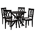 Baxton Studio Maya Wood 5-Piece Dining Set, Gray/Espresso Brown