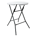 Elama Plastic Round Folding Outdoor Furniture Bar Table, 43-5/16"H x 31-1/2"W x 31-1/2"D, White/Gray