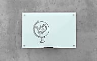 U Brands Frameless Non-Magnetic Glass Dry Erase Board, 70" X 47", Frosted White