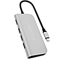 Targus® Sanho HyperDrive POWER 9-in-1 Docking Station, 2"H x 4-3/8"W x 5/8"D, Silver, 00GF37 1 thumbnail image
