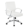 Office Star™ Pro-Line II™ SPX Bonded Leather Mid-Back Chair, White/Chrome