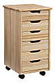Linon Casimer 6-Drawer Rolling Home Office Storage Cart, Natural