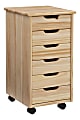 Linon Casimer 6-Drawer Rolling Home Office Storage Cart, Natural 1 thumbnail image