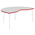 Lorell® Classroom Kidney-Shaped Activity Table Top, 72"W x 48"D, Gray Nebula/Red