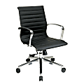 Office Star™ Eco Leather Mid-Back Chair, Black/Chrome