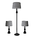 Adesso® Chandler Lamps, Herringbone Shades/Dark Bronze Bases, Set Of 3