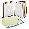 SJ Paper Classification Folders, 2 Dividers, 6 Partitions, 2/5 Cut, Letter Size, 30% Recycled, Red, Pack Of 15 1 thumbnail image
