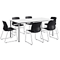 KFI Studios Dailey Table Set With 6 Sled Chairs, White/Gray Table/Black Chairs 1 thumbnail image