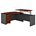 Bush Business Furniture Components 60"W Right Hand 3 Position Sit to Stand L Shaped Desk with Mobile File Cabinet, Hansen Cherry/Graphite Gray, Premium Installation 1 thumbnail image