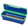 Lockermate By Bostitch Flexi Storage Expandable Pencil Box, 1-3/4"H x 3"W x 8-3/4"D, Navy/Green