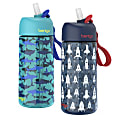 Bentgo Kids Prints Tritan Water Bottles, Rocket/Shark, Pack Of 2 Bottles 1 thumbnail image