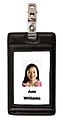 Office Depot® Brand Faux Leather ID Badge Holder, Vertical, Black/Tan