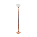 Elegant Designs 1-Light Torchiere Floor Lamp, 71"H, Rose Gold/White