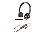 Poly Blackwire 3325 USB-A Headset - Stereo, Mono - USB Type A - Wired - 32 Ohm - 20 Hz - 20 kHz - On-ear, Over-the-head - Binaural - Ear-cup - 7.05 ft Cable - Omni-directional Microphone