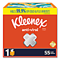 Kleenex® Anti-Viral Facial Tissue, 3-Ply, White, 55 Sheets/Box, 27 Boxes/Carton 1 thumbnail image