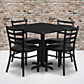 Flash Furniture Square Laminate Table Set With 4 Metal Chairs, Black