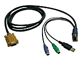 Tripp Lite 15ft USB / PS2 Cable Kit for KVM Switches B020-U08 / U16 & B022-U16 15' - Keyboard / video / mouse (KVM) cable - 18 pin SPHD (M) to USB, PS/2, HD-15 (VGA) (M) - 15 ft - molded - black