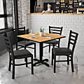Flash Furniture Square Laminate Table Set With 4 Metal Chairs, Natural/Black