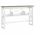 Bush Furniture Key West 60"W Desk Hutch, Shiplap Gray/Pure White, Standard Delivery