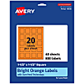 Avery® Print-To-The-Edge Labels With Sure Feed® Technology And Easy Peel®, 94106-BOP40, Square, 1-1/2" x 1-1/2", Matte Bright Orange, Pack of 800 1 thumbnail image