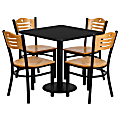 Flash Furniture Square Laminate Table Set With 4 Wood/Metal Chairs, Black/Natural