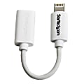 StarTech.com White Micro USB to Apple 8-pin Lightning Connector Adapter for iPhone / iPod / iPad - 4" Lightning/USB Data Transfer Cable for iPhone, iPod, iPad - First End: 1 x Lightning Male Proprietary Connector - Second End: 1 x Type B Female Micro USB