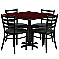 Flash Furniture Square Table Set With 4 Metal Chairs, Mahogany/Black