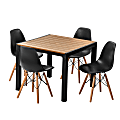 Inval Madeira 5-Piece Indoor/Outdoor Table And Chair Set, 29-1/8”H x 35-7/16”W x 35-7/16”D, Black/Teak Brown