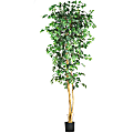 Nearly Natural 7'H Silk Ficus Tree With Pot, Green