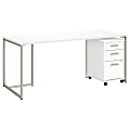 kathy ireland® Office by Bush Business Furniture Method Table Desk with 3 Drawer Mobile File Cabinet, 72"W, White, Standard Delivery