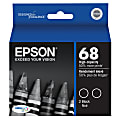 Epson® 68 DuraBrite® High-Yield Black Ink Cartridges, Pack Of 2, T068120-D2