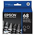 Epson® 68 DuraBrite® Black High-Yield Ink Cartridges, Pack Of 2, T068120-D2 1 thumbnail image