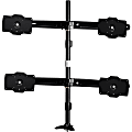 Amer Mounts Grommet Based Quad Monitor Mount for four 24"-32" LCD/LED Flat Panel Screens - Supports up to 26.5lb monitors, +/- 20 degree tilt, and VESA 75/100