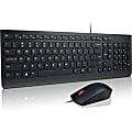 Lenovo Essential Wired Keyboard and Mouse Combo - USB Cable - Spanish (Latin America) - USB Cable - Optical - 1000 dpi - Compatible with Tablet, Notebook, Desktop Computer for Windows, Linux